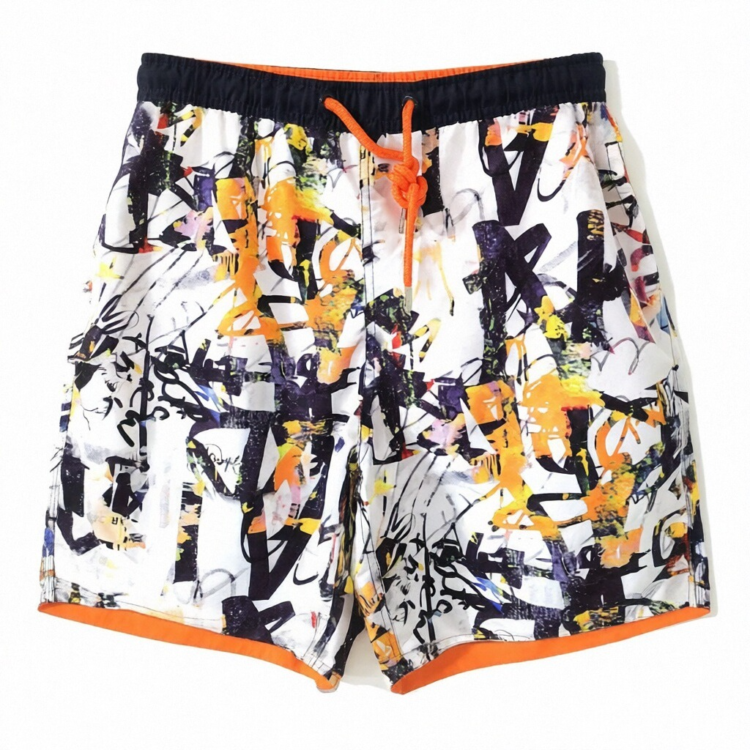 men allover print swim trunks