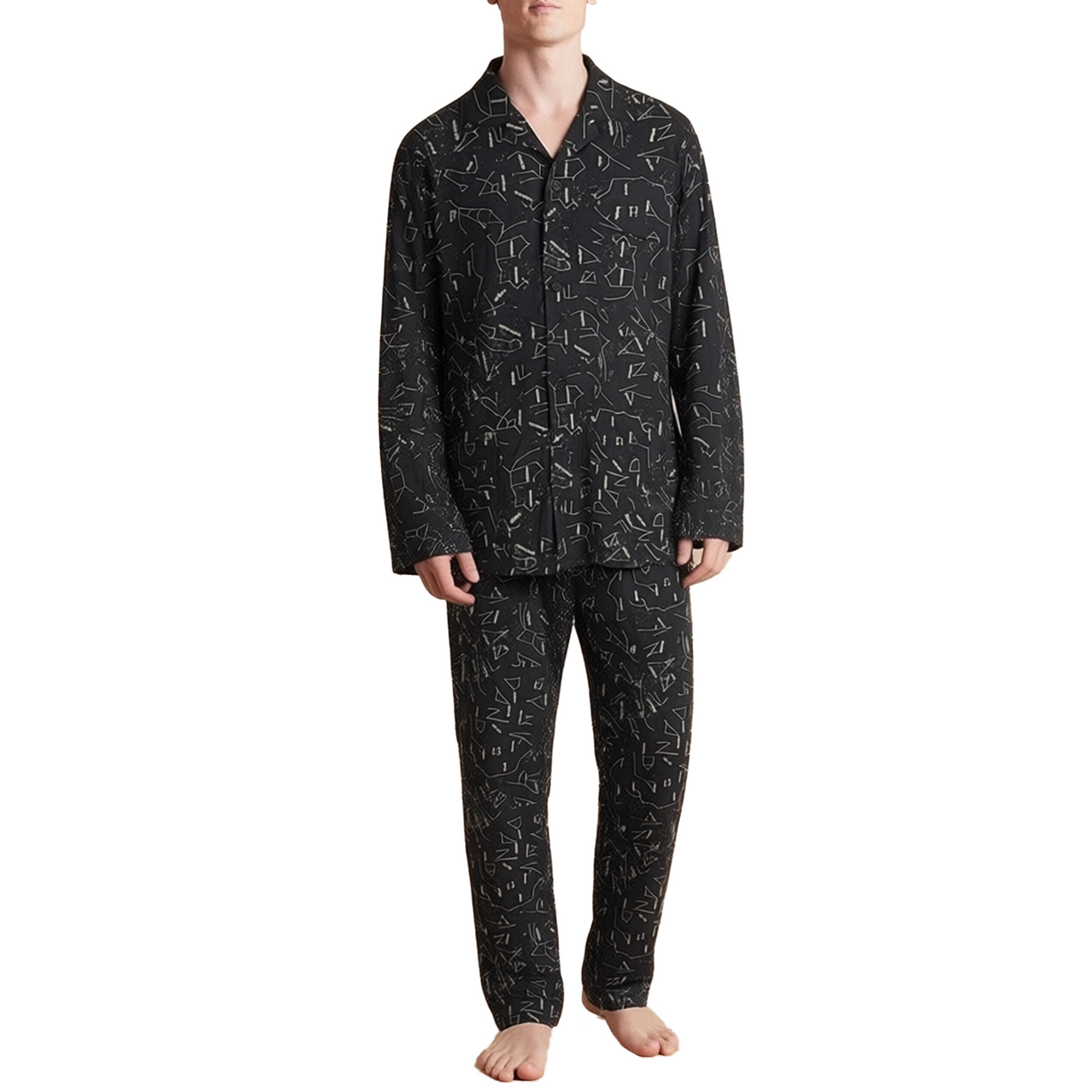 men's long sleeve shirt & bottom pyjama set