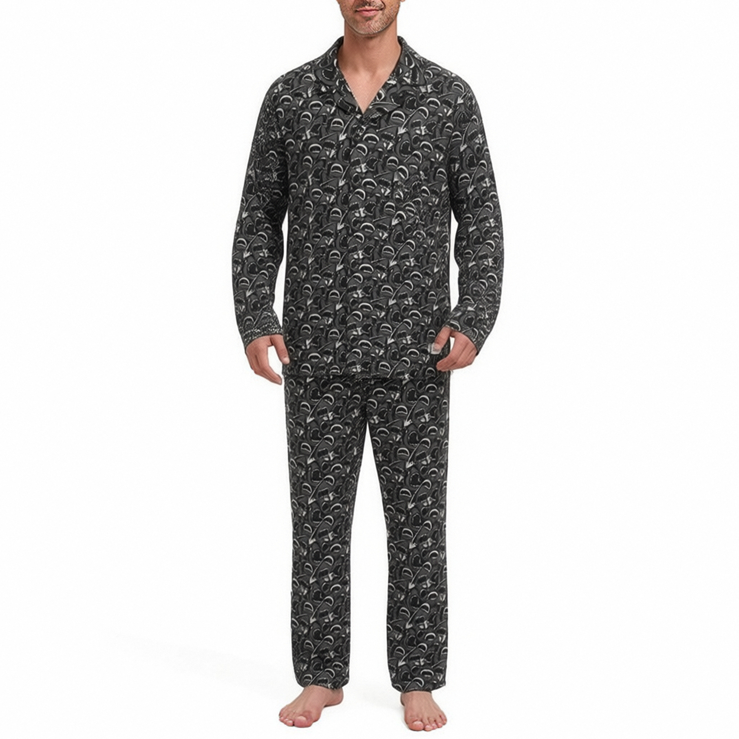 men's long sleeve shirt & bottom pyjama kit